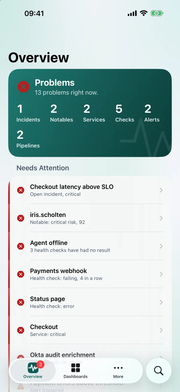Vue d'ensemble LogPulse sur iPhone
